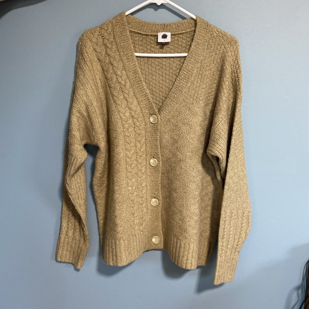 Cabi Neighbor Cardigan Oversized Tan Knit Button Front Sweater 4474 Small